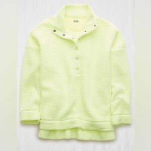 Aerie NWT Cloud Sherpa Oversized pullover tennis ball green sz medium 24” p2p
